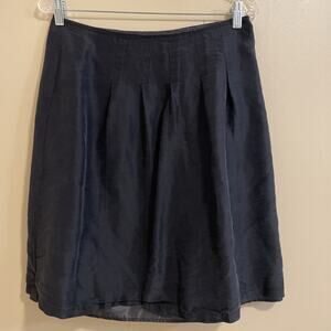Willi Smith Skirt Womens 8 Black 100% Silk Pleated A Line Lightweight